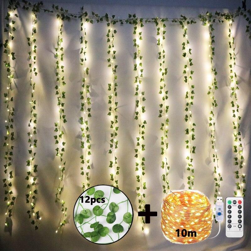 Cascata Guirlanda Verde com Led 12 Peças - My Store