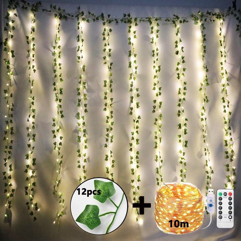 Cascata Guirlanda Verde com Led 12 Peças - My Store