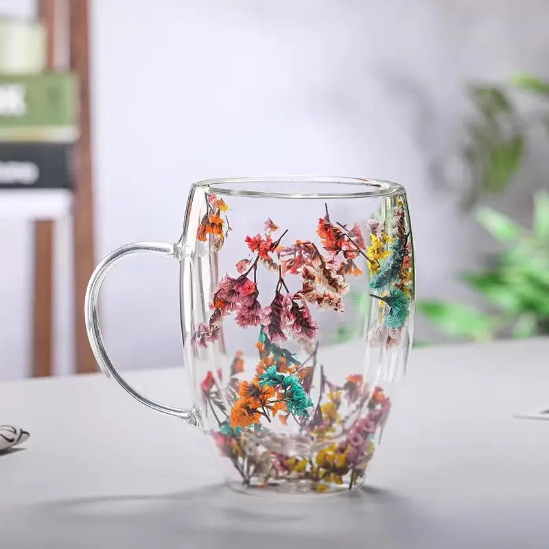 Caneca de Parede Dupla Floral  300mL