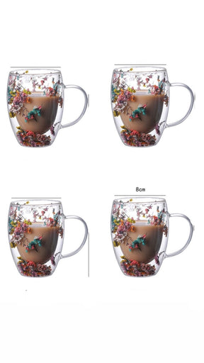 Caneca de Parede Dupla Floral  300mL